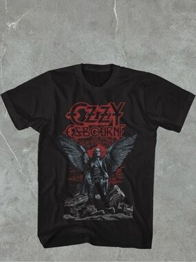 🆕 Ozzy Osbourne Angel Wings Black Graphic Tee